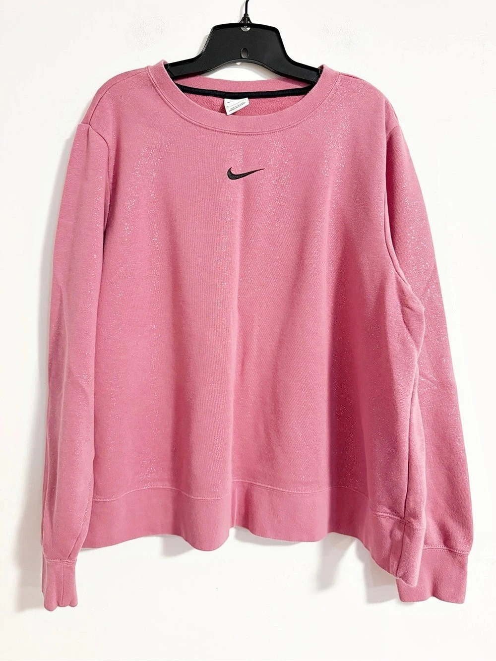 Nike Pink Glitter Swoosh Crewneck Sweatshirt Plus Size 1X